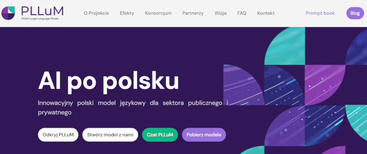 Widok strony głównej projektu PLLuM