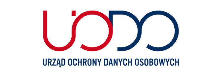 Logo UODO - Urząd Ochrony Danych Osobowych w kolorach czerwonym i granatowym